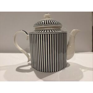 Monterey Bay‎ Dark Blue Stripes Fine Porcelain Teapot & Lid Large B81